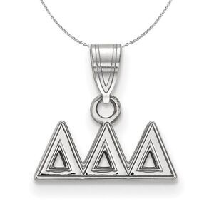 Sterling Silver Delta Delta Delta Small Greek Necklace - 24 Inch
